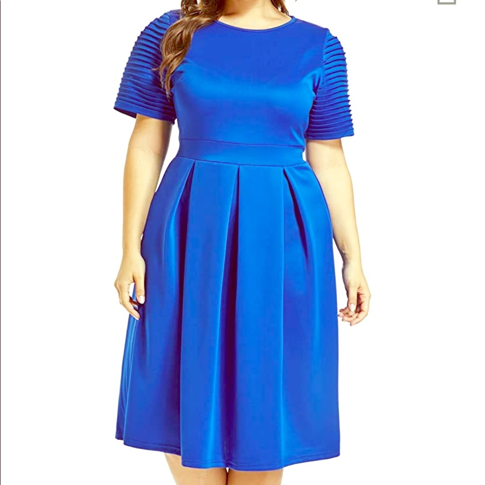 Blue Plus Size Casual Dress